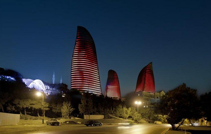 city in led lamps